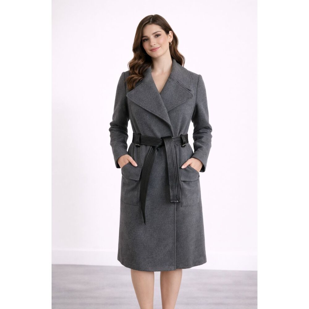 Wool Blend Jacket A.L.C. Leather Belt Outdoor Gray USA Designer 8